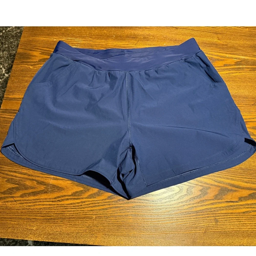 Lands End‎ Shorts Womens 22W Navy Blue Swim Board Shorts Lined Brief Athletic